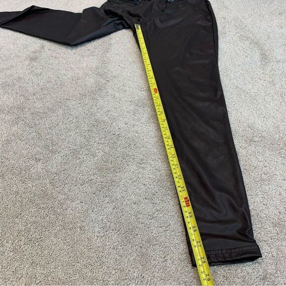 HUE dark chocolate brown faux leather zipper detail leggings Sz S - Picture 7 of 9